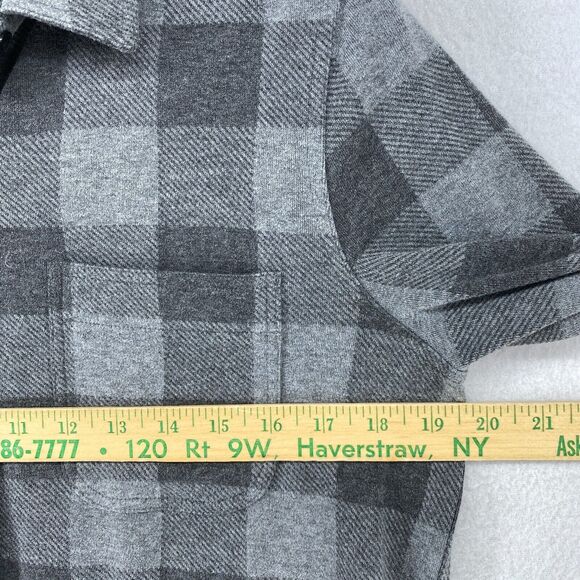 QUINCE Top M Sweater Fleece Shirt Buffalo Check Button Front Long Sleeve Gray - Picture 10 of 12